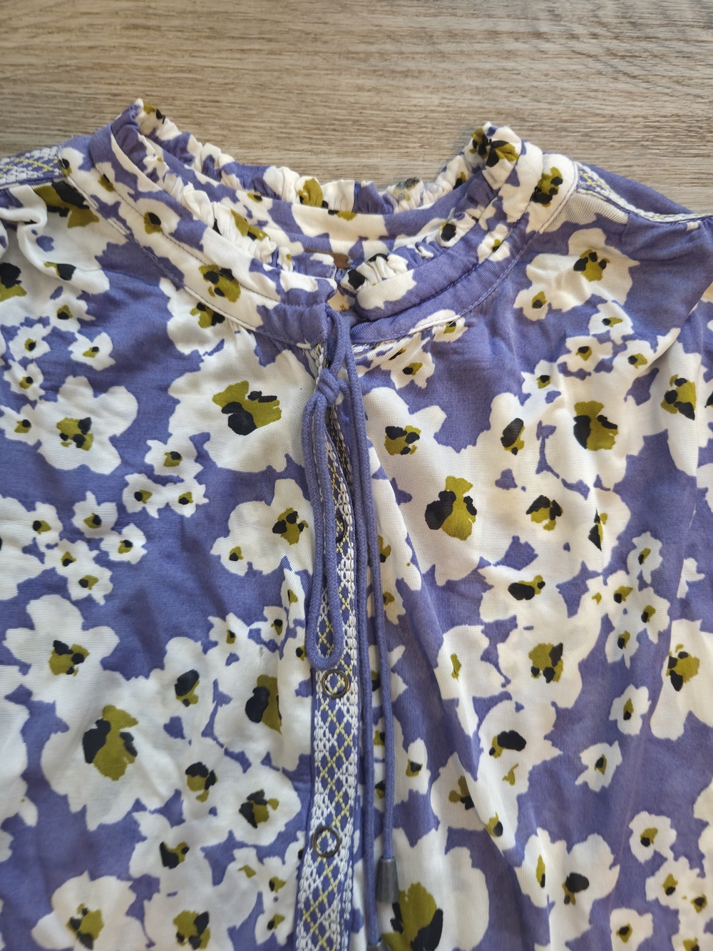 Free People Lover Floral Tunic Lavender White Boho Long Sleeve Tie Neck Women - Picture 7 of 10